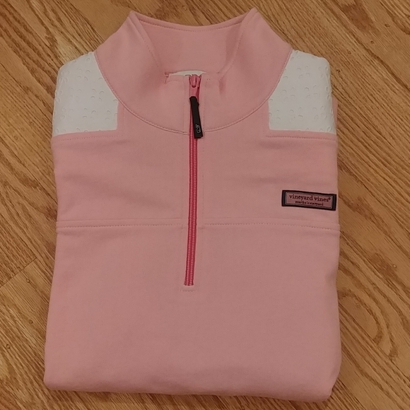 Vineyard Vines Tops - Vineyard Vines Pink/Eyelet 1/4 Zip Shep Shirt